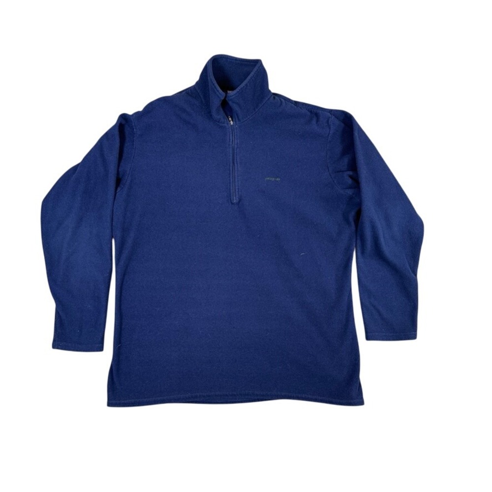 Patagonia Capilene Mens Large Navy Blue Quarter Zip Fleece Pullover Sweater